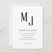 Invitation Simple classique noir Monogramme romain Mariage ph (Devant)