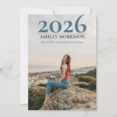 Invitation Simple Classy 2023 Deux photos - Bleu Graduation (Devant)