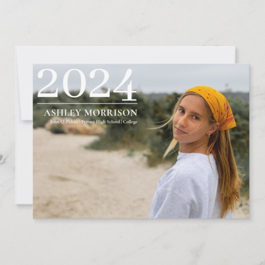 Invitation Simple Classy 2024 Deux diplômes Photo Sand (Devant)