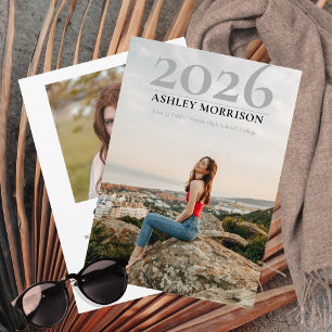 Invitation Simple Classy 2025 Deux Diplômes Photo
