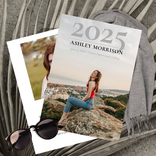 Invitation Simple Classy 2025 Deux Diplômes Photo