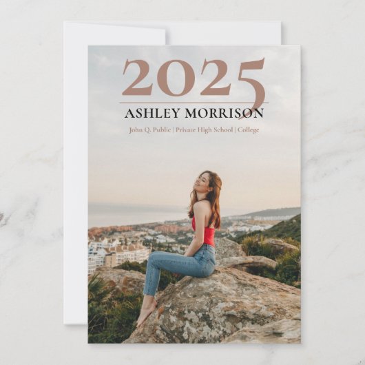 Invitation Simple Classy 2025 Deux photos en terre cuite (Devant)