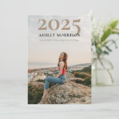 Invitation Simple Classy 2025 Deux photos - Tan Graduation (Debout devant)