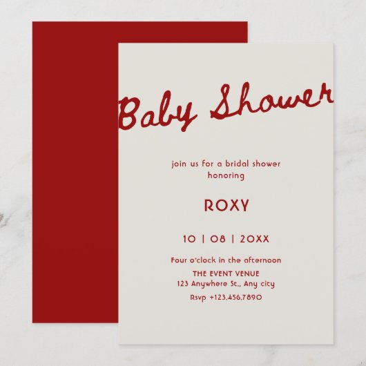Invitation Simple classy baby shower (Devant / Derrière)