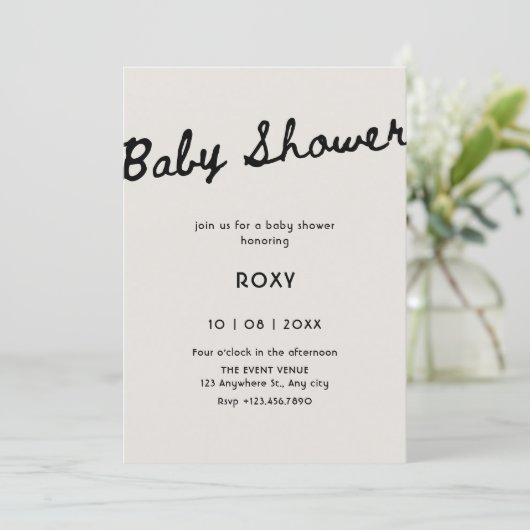 Invitation Simple classy baby shower (Debout devant)