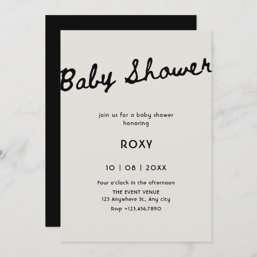 Invitation Simple classy baby shower (Devant / Derrière)