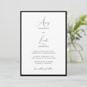 Invitation Simple Classy Black & White Border Wedding QR Code (Debout devant)