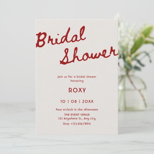 Invitation Simple classy bridal shower  (Debout devant)