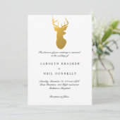 Invitation Simple Classy Gold Antler Mariage moderne (Debout devant)