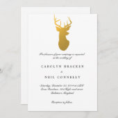 Invitation Simple Classy Gold Antler Mariage moderne (Devant / Derrière)