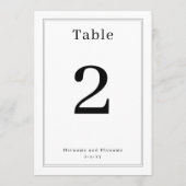 Invitation Simple Clean Minimalist Elegant Table Number Card (Dos)