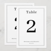 Invitation Simple Clean Minimalist Elegant Table Number Card (Devant / Derrière)