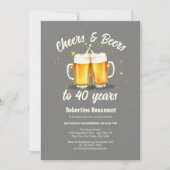 Invitation Simple Clinging Glasses Cheers Beers to 40 Years (Devant)