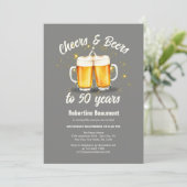 Invitation Simple Clinging Glasses Cheers Beers to 50 Years (Debout devant)