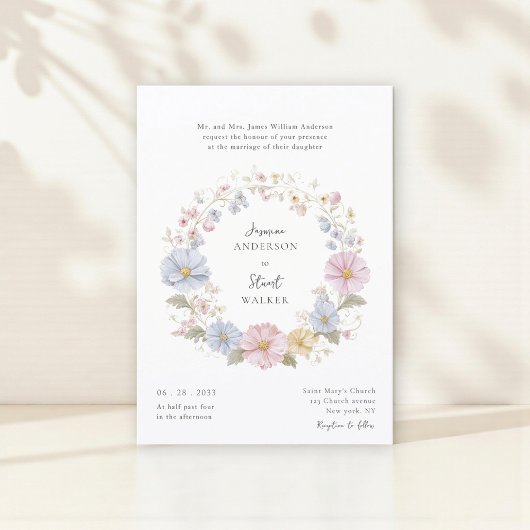 Invitation Simple code QR de site web de mariage floral paste