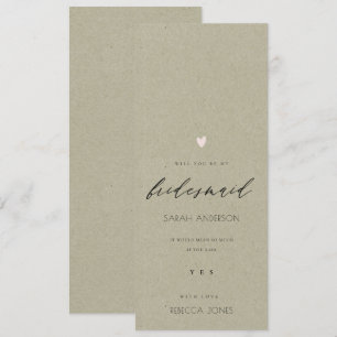 Invitation SIMPLE COEUR D'OR TYPOGRAPHIE DE KRAFT BRIdesmaid
