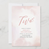 Invitation Simple Coeur rose Deux 2e Fille fête d'anniversair (Devant)