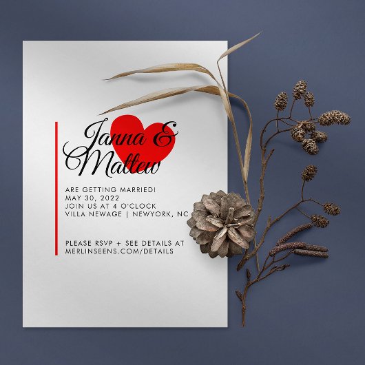 Invitation Simple Coeur Rouge Le Mariage De L'Invitation