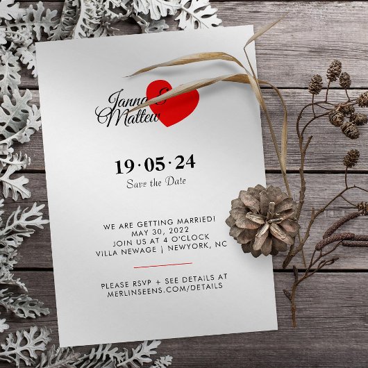 Invitation Simple Coeur Rouge Le Mariage De L'Invitation | Da