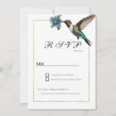 Invitation Simple colibri couleur or blanc RSVP (Devant)