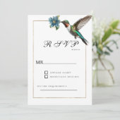 Invitation Simple colibri couleur or blanc RSVP (Debout devant)