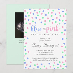 Invitation Simple Confetti Mignonne Révélation de genre