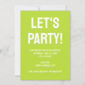 Invitation Simple couleur solide clair acide vert citron (Devant)