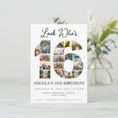Invitation simple coup d'œil qui a 16 ans Photo Collage anniv (Debout devant)