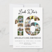 Invitation simple coup d'œil qui a 16 ans Photo Collage anniv (Devant)
