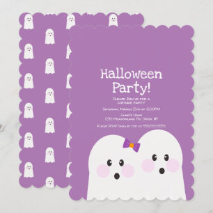 Invitation Simple Couple de Fantômes Fête d'Halloween Motif R