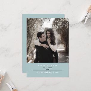 Invitation Simple Couple Photo Hiver Glace Bleu Contemporain