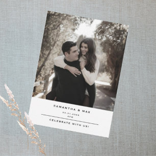 Invitation Simple Couple Photo Moderne Mariage contemporain