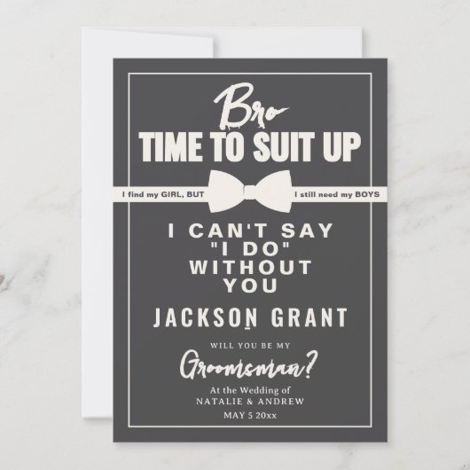 Invitation Simple Coussin Tuxedo Noir & Blanc (Devant)