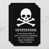 Invitation simple crâne et os croisés (Devant / Derrière)
