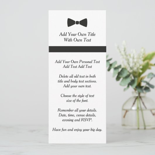 Invitation simple Cravate noire Bow Cravate (Debout devant)