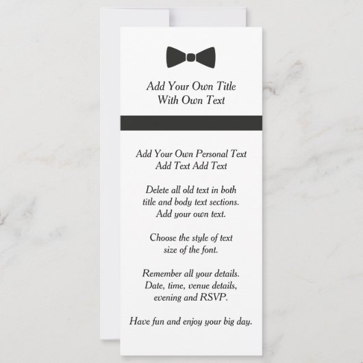 Invitation simple Cravate noire Bow Cravate (Devant)