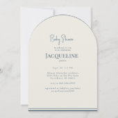 Invitation Simple Cream & Blue Teddy Bear Arch Baby Shower (Devant)