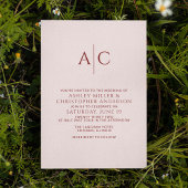 Invitation Simple Crimson rouge et Rose Mariage Monogram