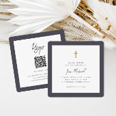 Invitation Simple Cross Script QR Code Rsvp Baptême