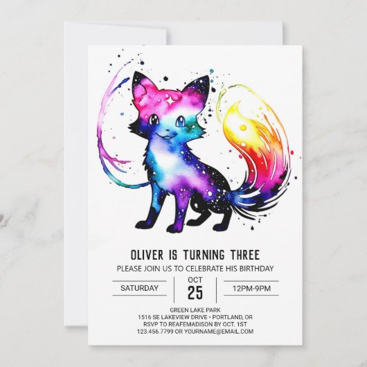 Invitation Simple Custom Fox Digital Boy Anniversaire (Devant)