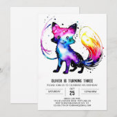 Invitation Simple Custom Fox Digital Boy Anniversaire (Devant / Derrière)
