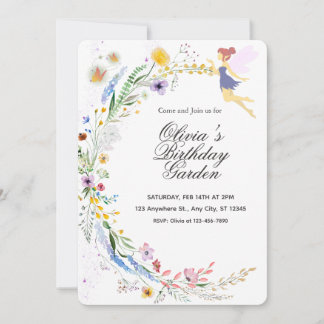 Invitation Simple Custom White & Yellow Watercolor Birthday