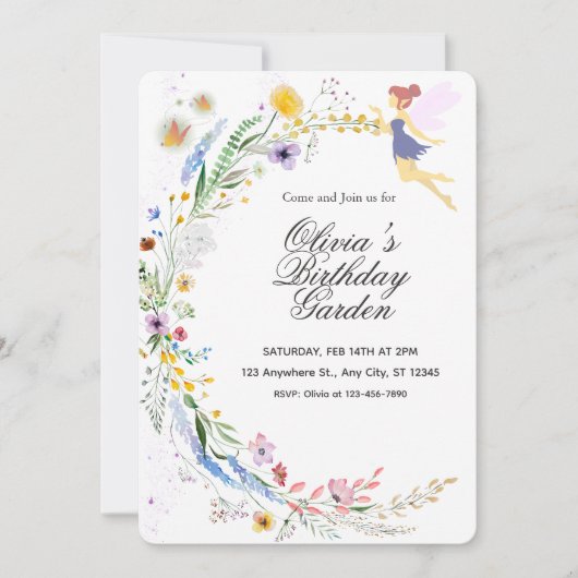 Invitation Simple Custom White & Yellow Watercolor Birthday (Devant)