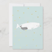 Invitation Simple Cute Beluga Baleine Baby shower bleu clair (Dos)