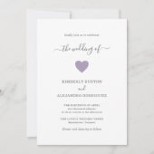 Invitation Simple Cute Dusty Purple Heart Mariage Moderne (Devant)