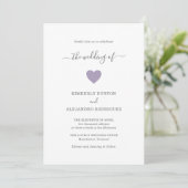 Invitation Simple Cute Dusty Purple Heart Mariage Moderne (Debout devant)