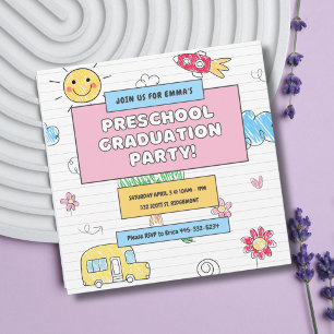 Invitation Simple Cute Preschool Graduol Party