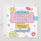 Invitation Simple Cute Preschool Graduol Party (Devant)