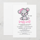 Invitation Simple Cute We Can Bearly Wait Pink Baby Shower (Devant / Derrière)
