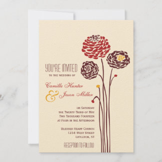 Invitation Simple Dahlia - Automne Rustique Textile Mariage